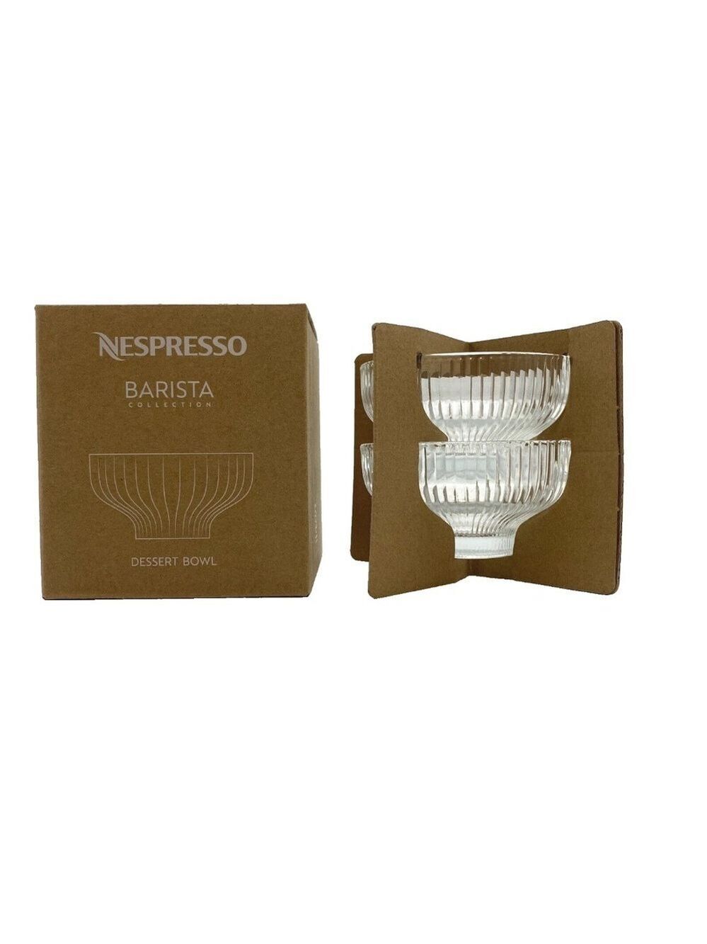 Nespresso Affogato Glass Bowls Set of 2 Dessert Bowls Barista NIB